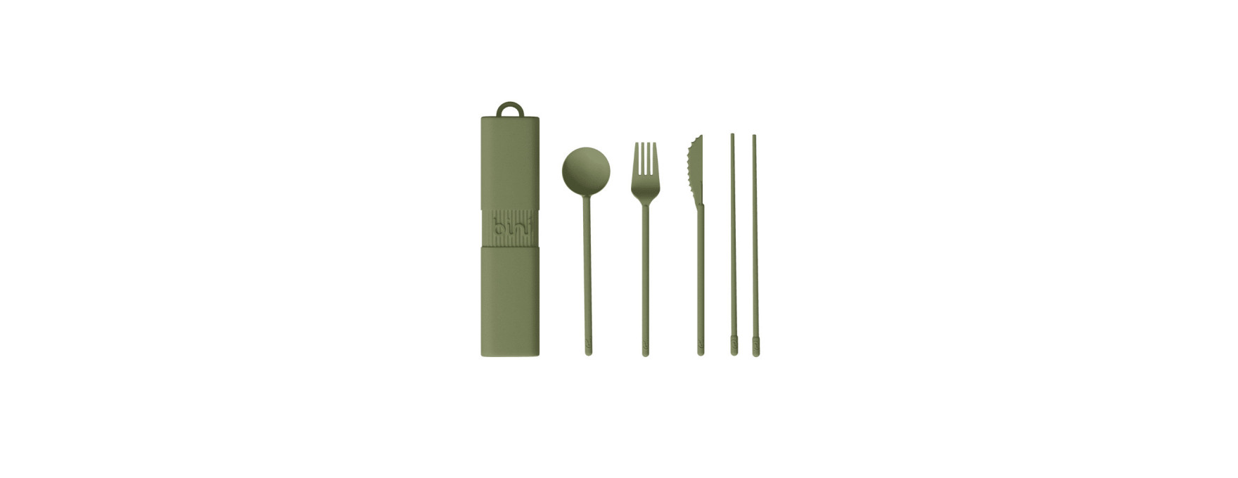 Set de couverts et baguettes vert olive - Bini
