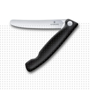 Couteau office pliant Swissclassic 11cm noir à dents - Victo
