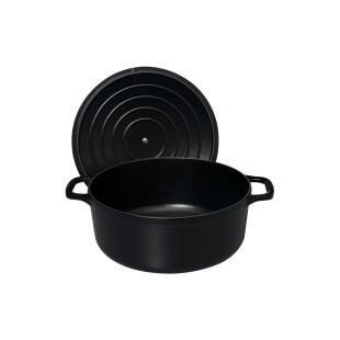 Cocotte en fonte ronde 24 cm 4.0L noire - Le Chasseur
