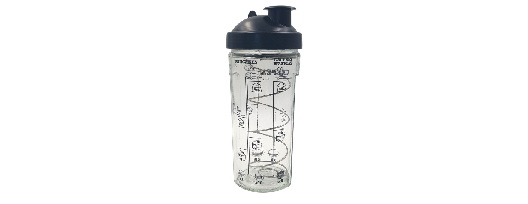Shaker en verre Miam : pour crêpes, gaufres et pancakes 600 