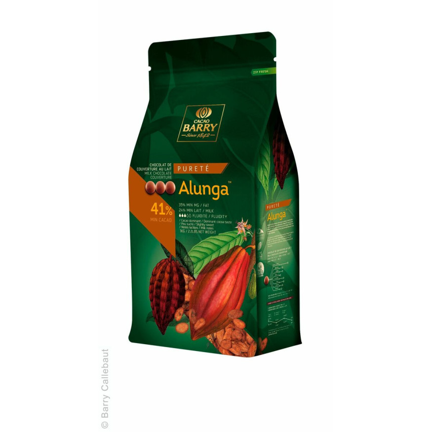 Chocolat de couverture au lait pureté Alunga 41% 1 kg - Barr