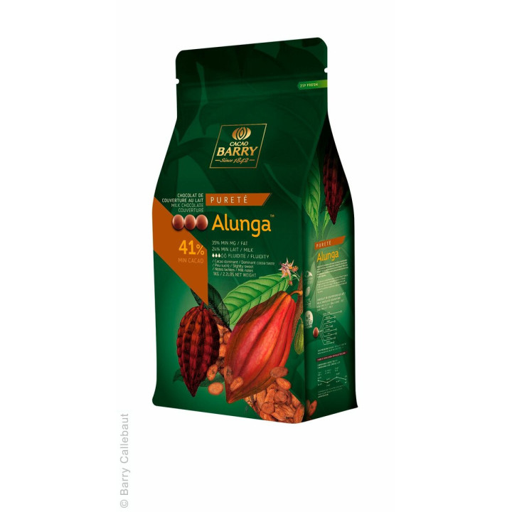 Chocolat de couverture au lait pureté Alunga 41% 1 kg - Barr