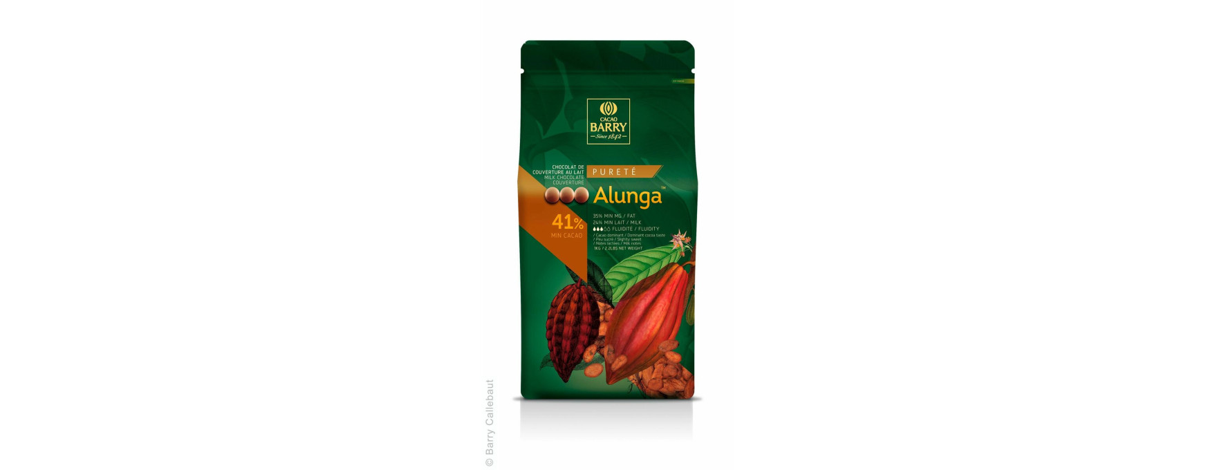 Chocolat de couverture au lait pureté Alunga 41% 1 kg - Barr