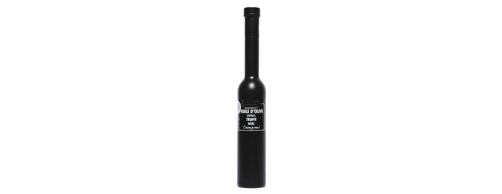 Huile d´olive saveur truffe noire 20 cl sérigraphiée noire -