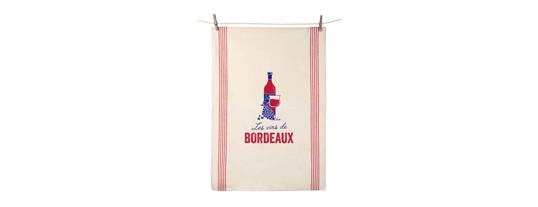 Torchon Les vins de Bordeaux 55x80 cm - Tissage de l'Ouest