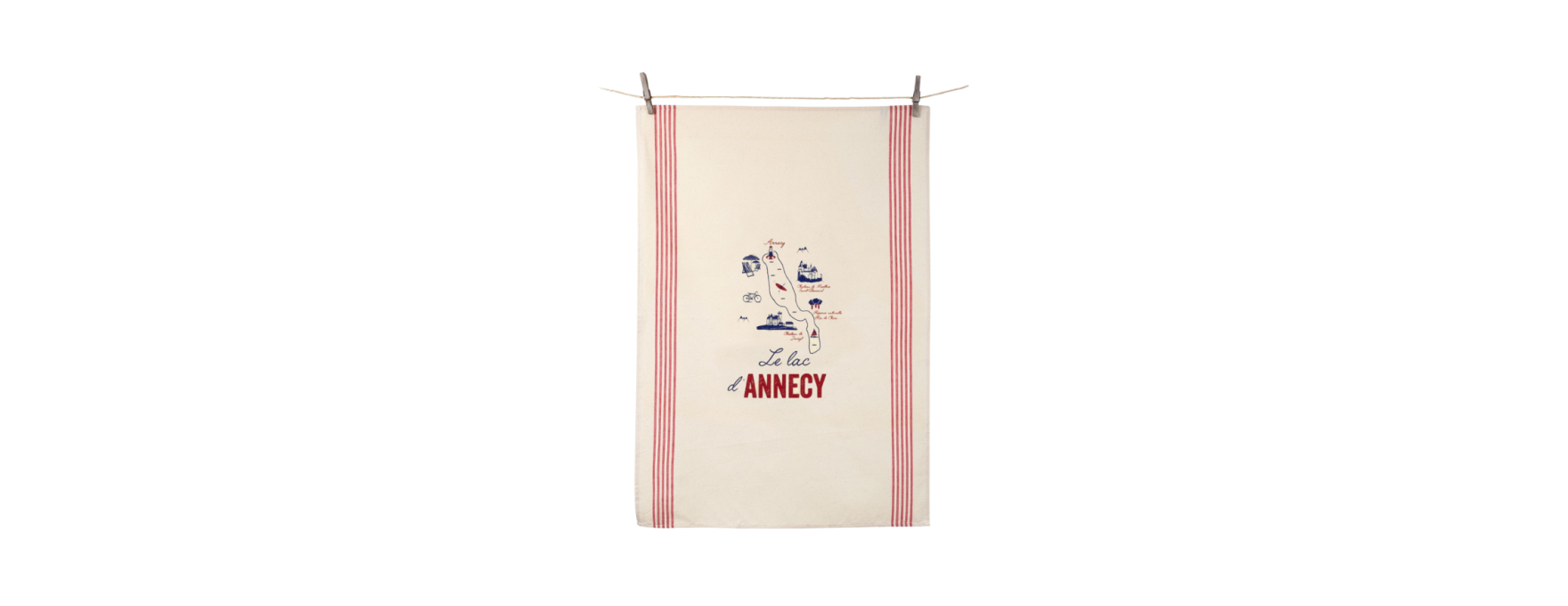 Torchon Le lac d´Annecy 55x80 cm 100% coton - Tissage de L´O
