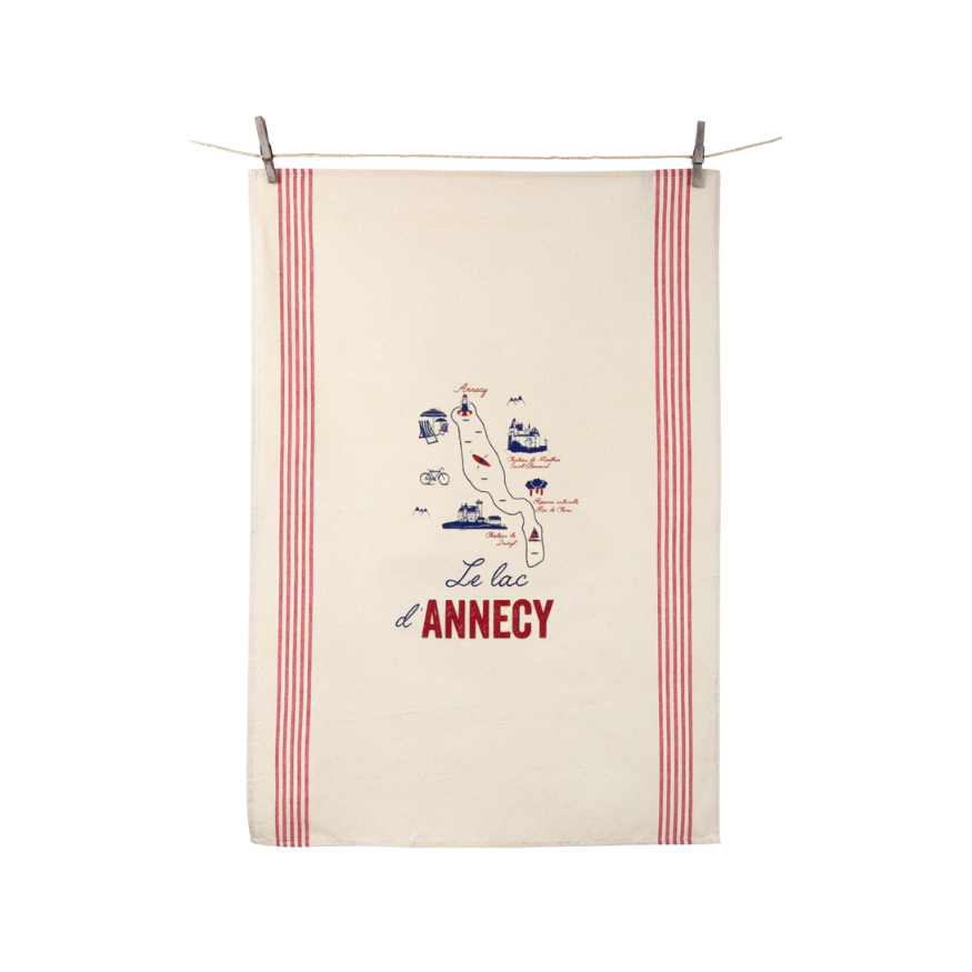 Torchon Le lac d´Annecy 55x80 cm 100% coton - Tissage de L´O