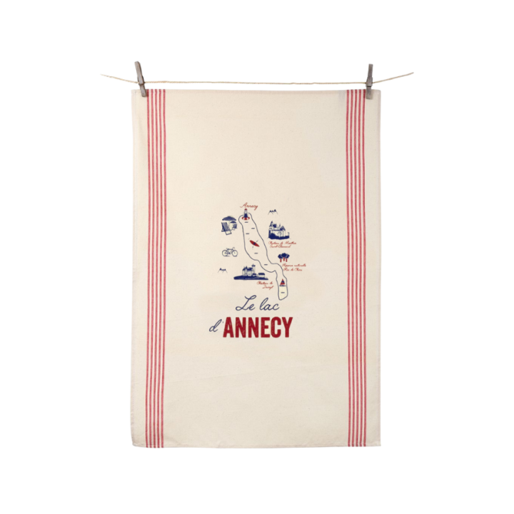 Torchon Le lac d´Annecy 55x80 cm 100% coton - Tissage de L´O