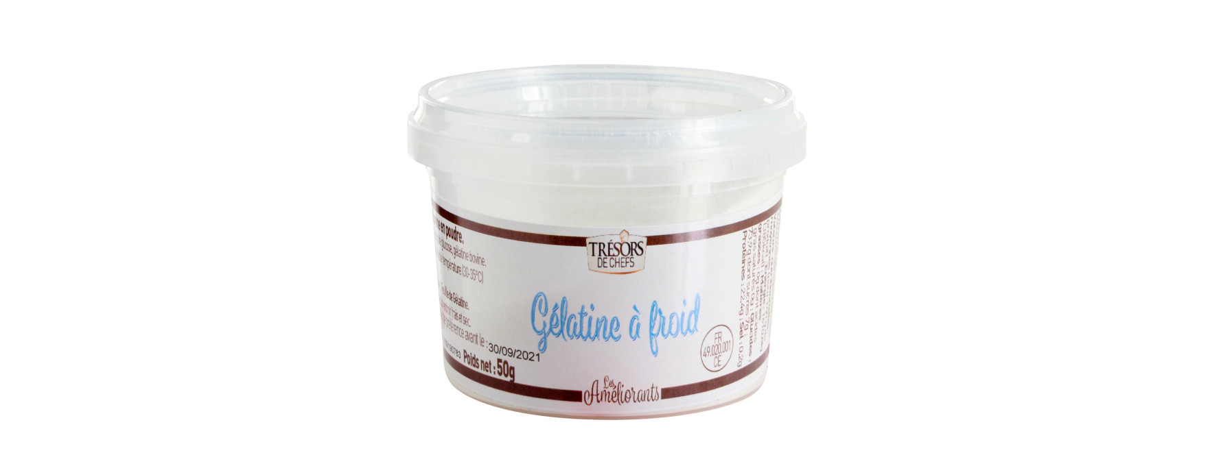 Gélatine bovine en poudre à froid 50 gr - Trésors de chefs