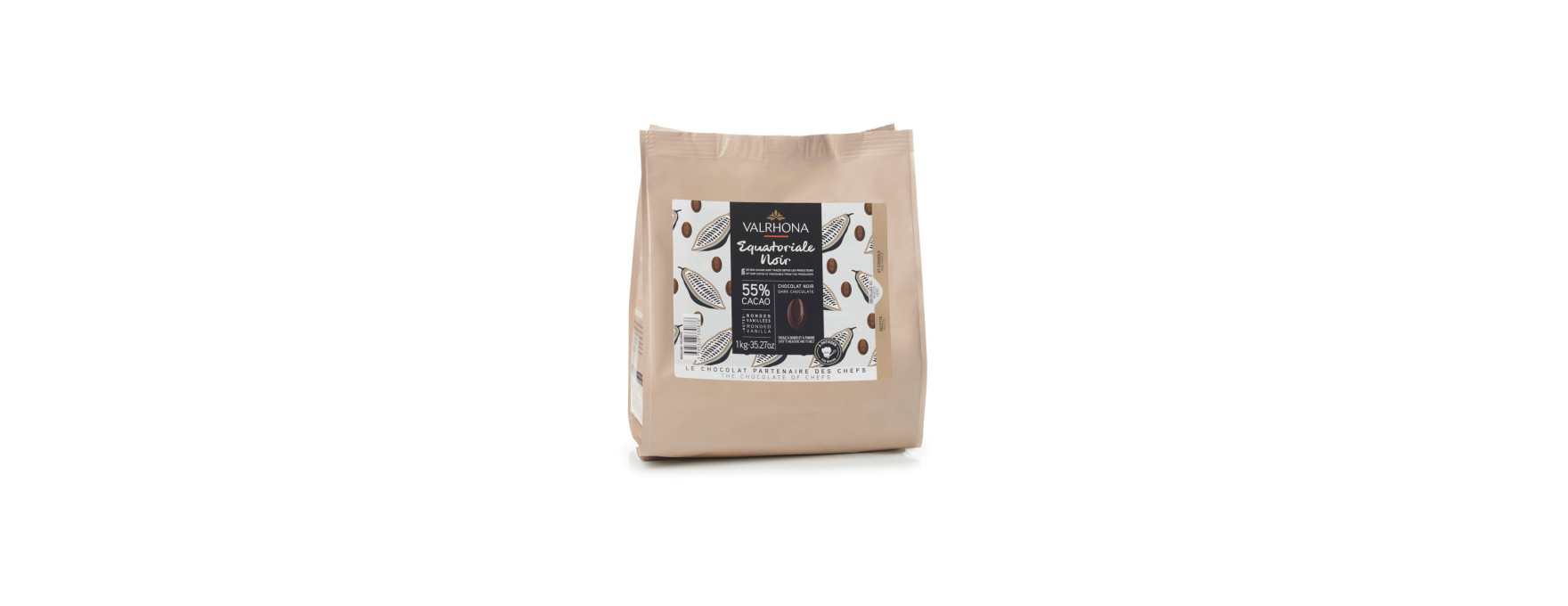 Chocolat noir à pâtisser Equatoriale Noir 55% 1 kg - Valrhon