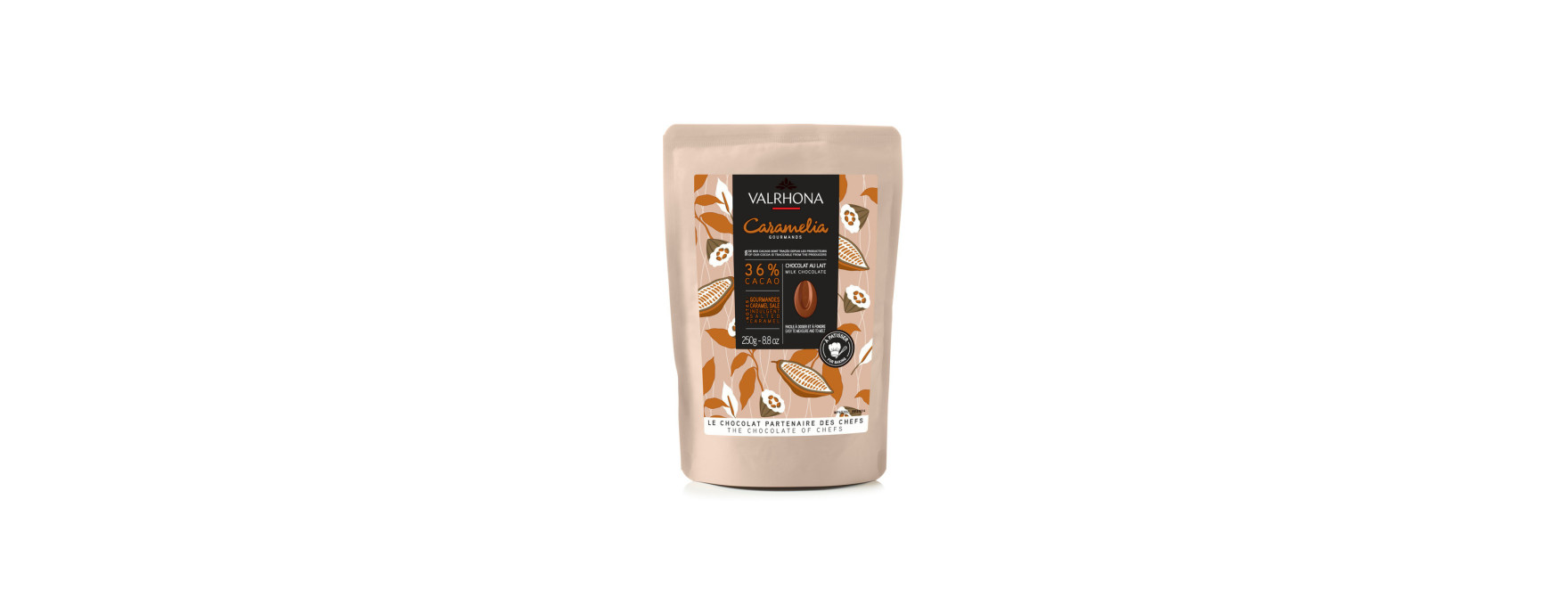 Chocolat au lait et caramel à pâtisser Caramelia 36% 250 gr
