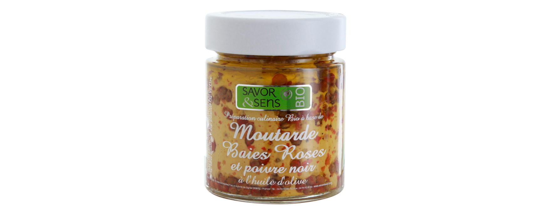 Moutarde bio baies roses poivre noir 130g - Savor et Sens