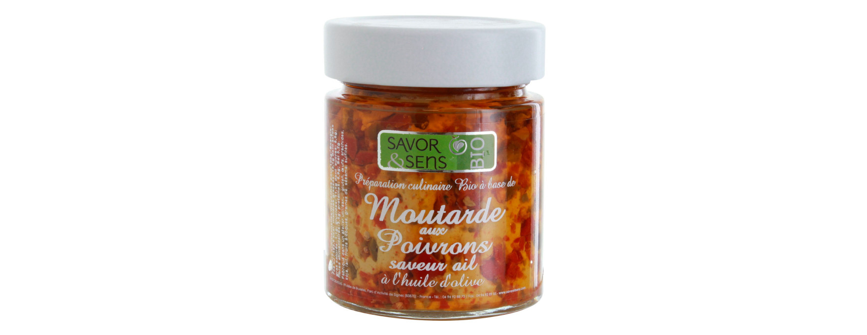 Moutarde bio poivrons pointe ail 130g - Savor et Sens