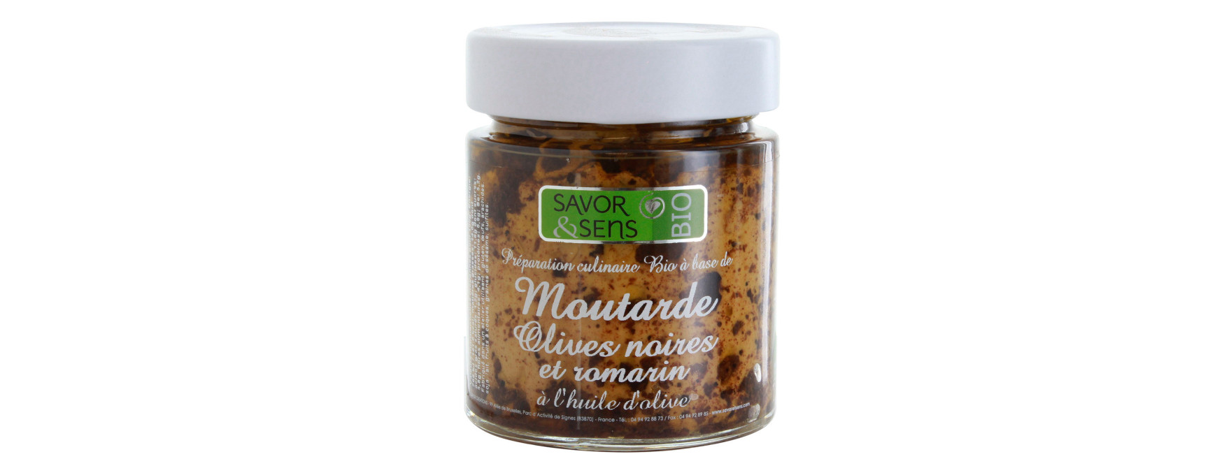 Moutarde olives noires romarin 130g - Savor et Sens