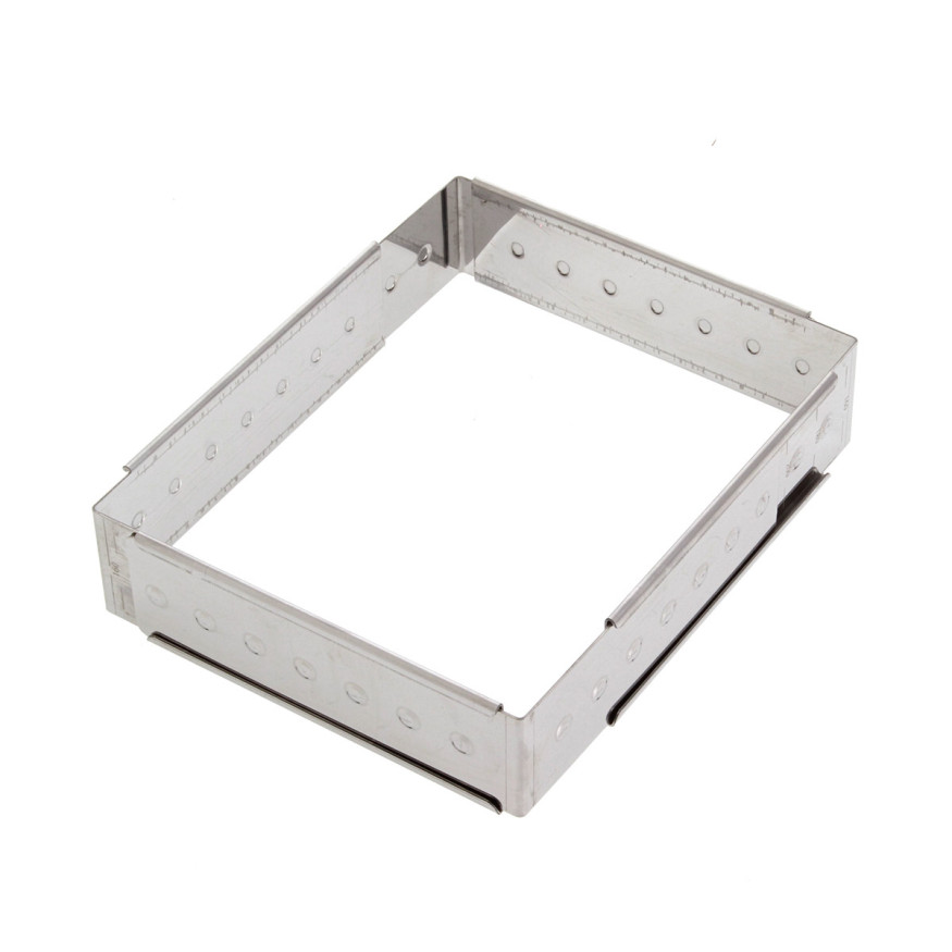Cadre à pâtisserie extensible en inox de 16 à 28 cm, de 4 à 