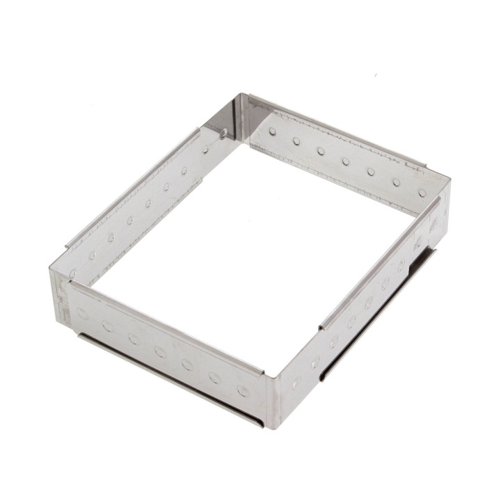 Cadre à pâtisserie extensible en inox de 16 à 28 cm, de 4 à 