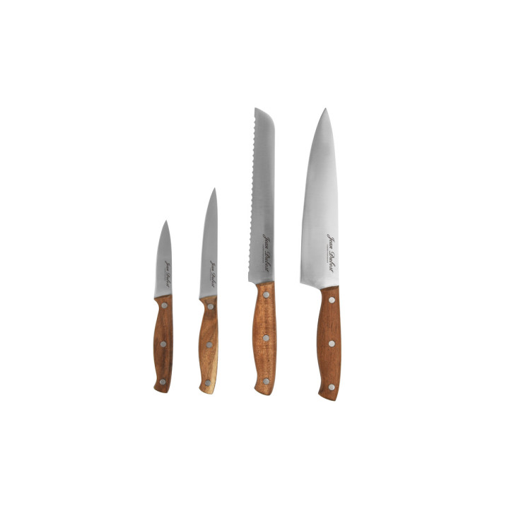 Bloc avec affuteur 4 couteaux manche bois Natural Life - Jea
