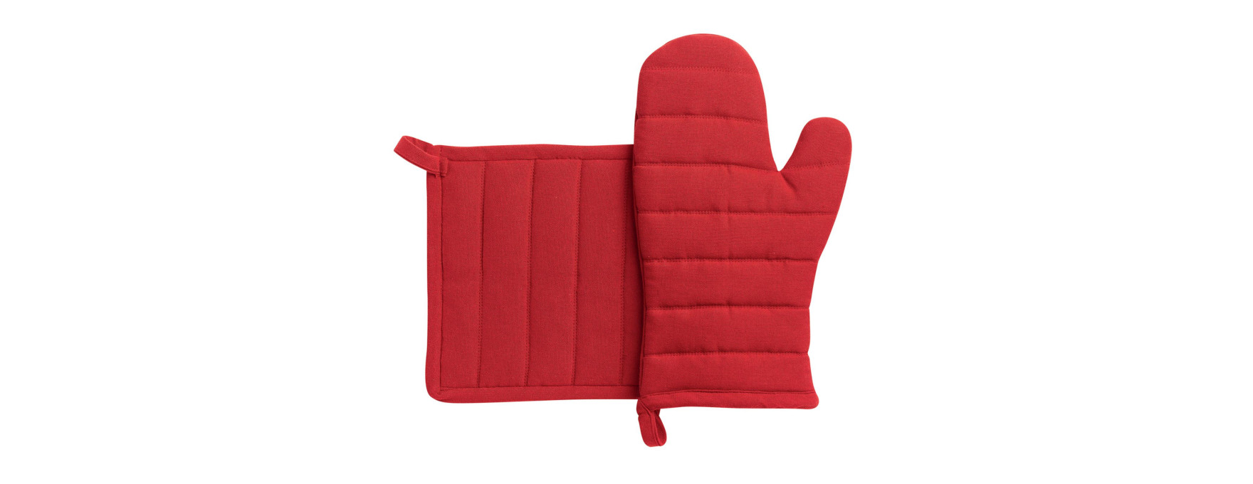 Lot gant et manique en coton recyclé rouge - Winkler