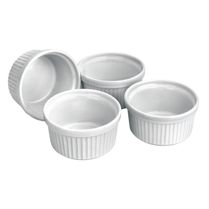 Lot de 4 ramequins en céramique blanche diamètre 9 cm - Ibil