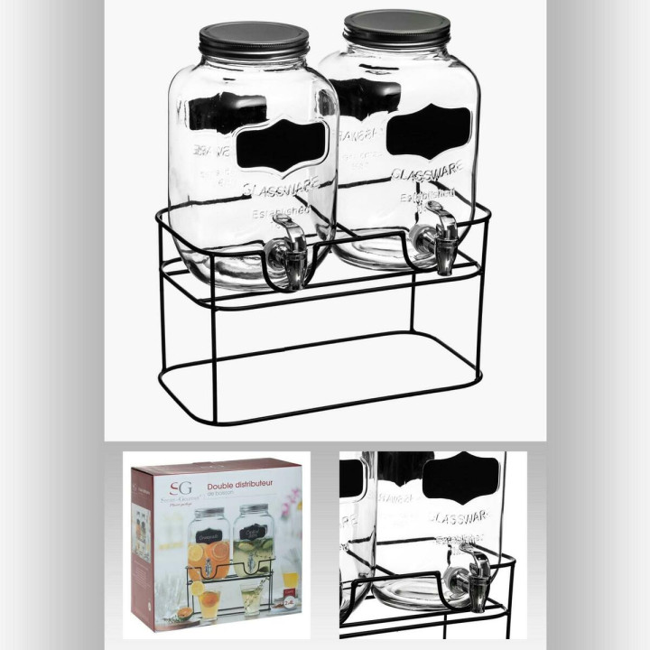 Double distributeur de boisson 2X4L avec support metal - Sec