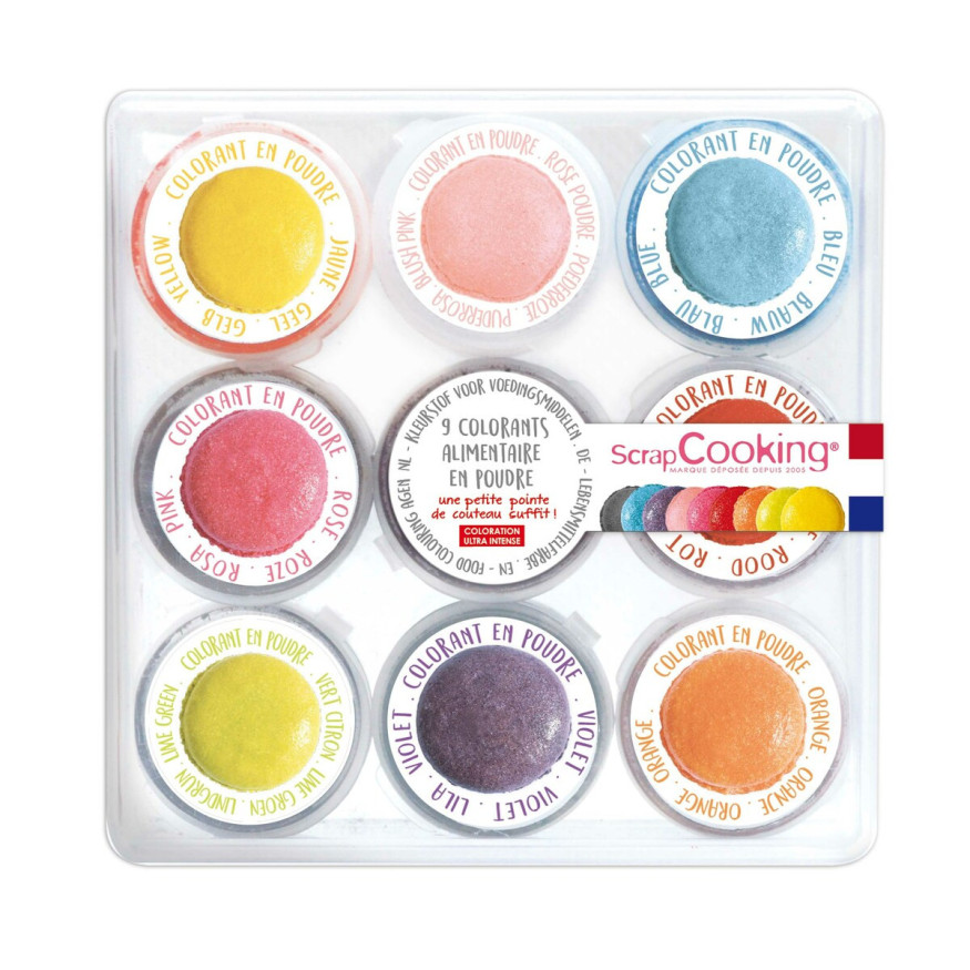 Lot de 9 colorants en poudre classique - Scrapcooking