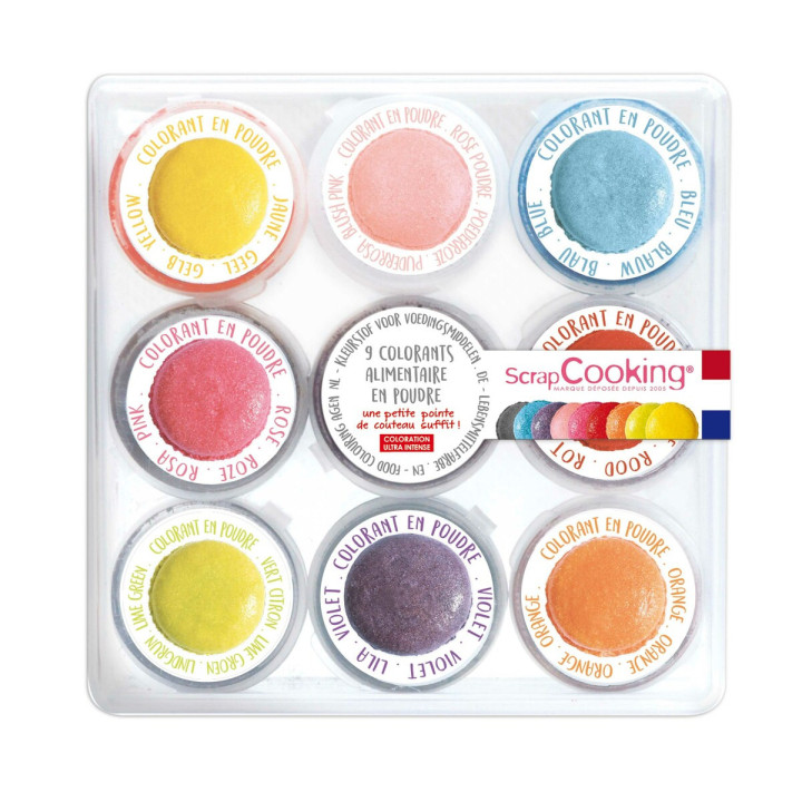 Lot de 9 colorants en poudre classique - Scrapcooking