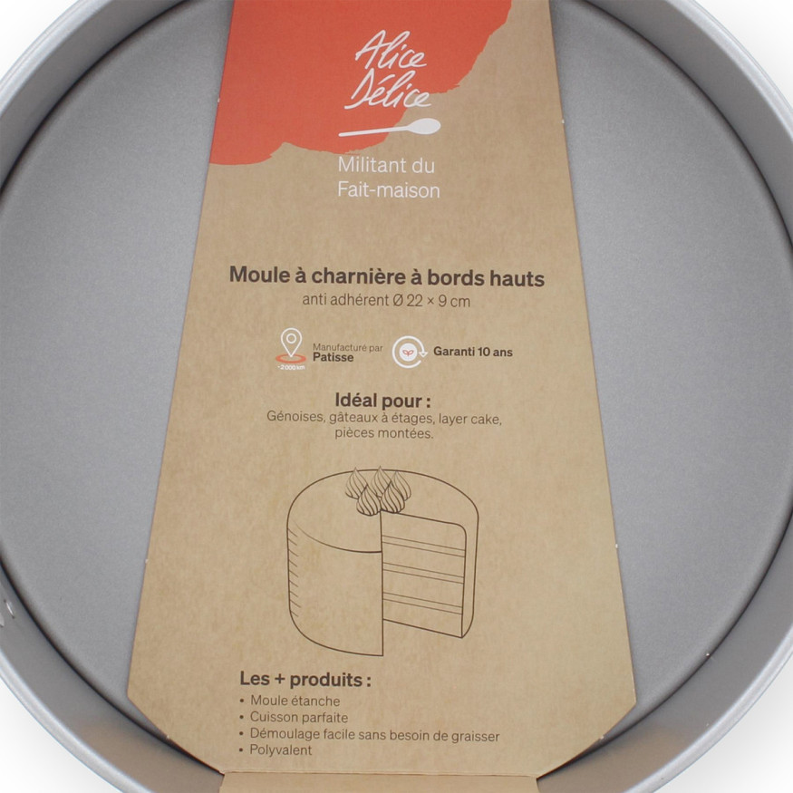 Moule à charnière à bords hauts en métal anti adhérent 22 x 