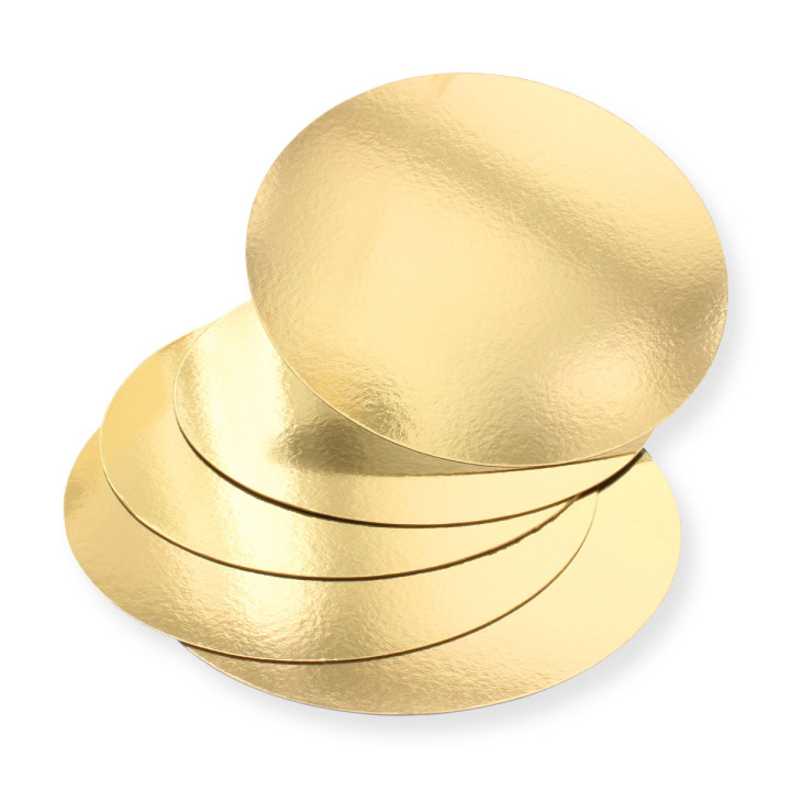 5 supports à gâteaux ronds dorés 28 cm