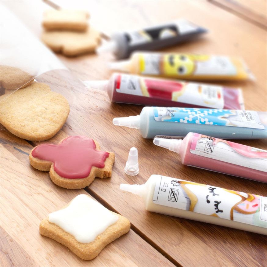 Lot de 6 stylos de glaçage pour décorer les biscuits : noir,
