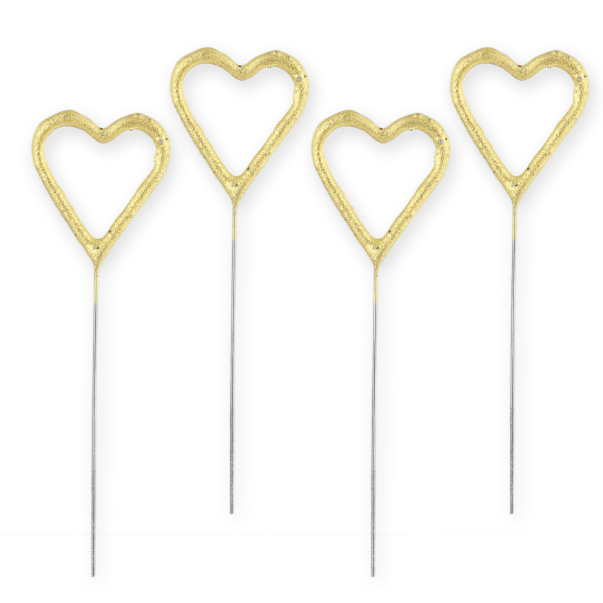 Bougie scintillante dorée : 4 coeurs mini - Wondercandle