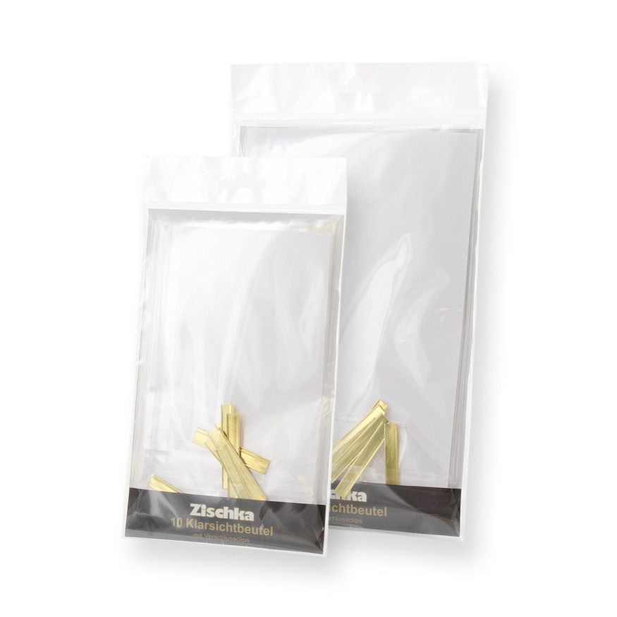 10 sachets confiseur transparent avec clips 11,5 x 19 cm - Z