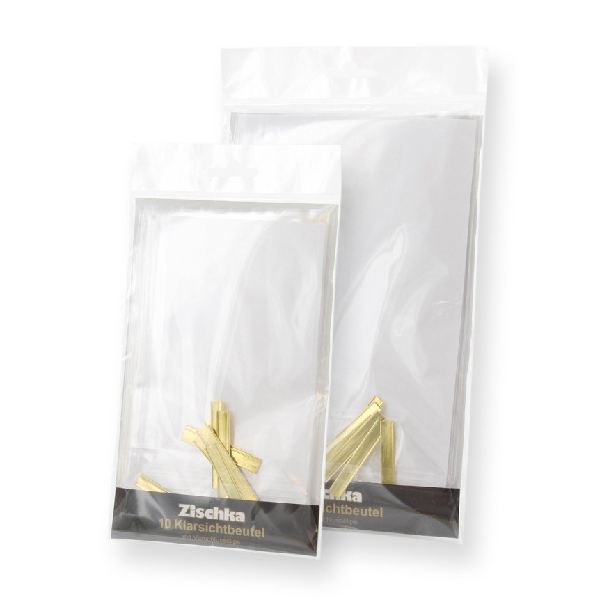 10 sachets confiseur transparent avec clips 14,5 x 23,5 cm -