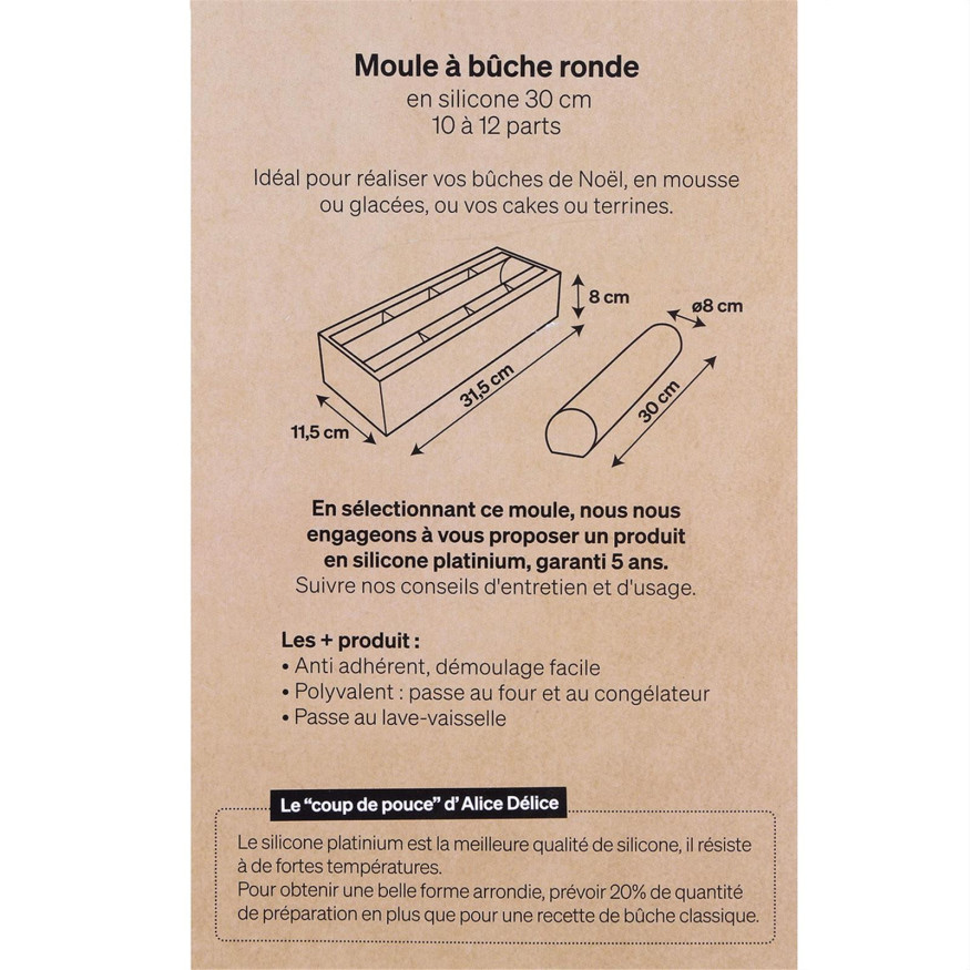 Moule à bûche de Noël ronde en silicone noir 30 cm 10/12 par