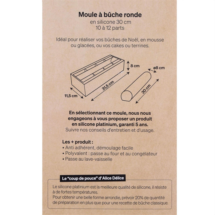 Moule à bûche de Noël ronde en silicone noir 30 cm 10/12 par