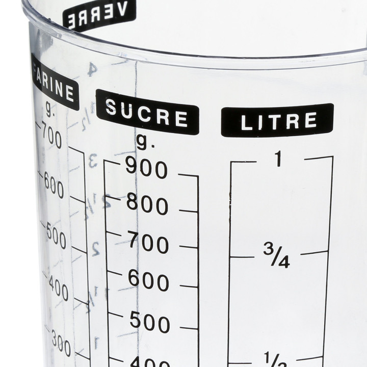 Verre doseur en plastique transparent double mesure 1 L - 5 