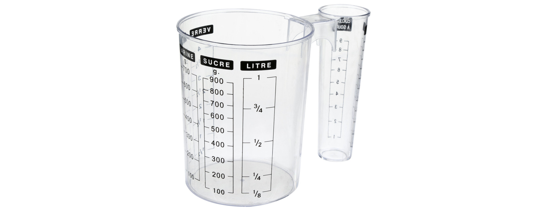 Verre doseur en plastique transparent double mesure 1 L - 5