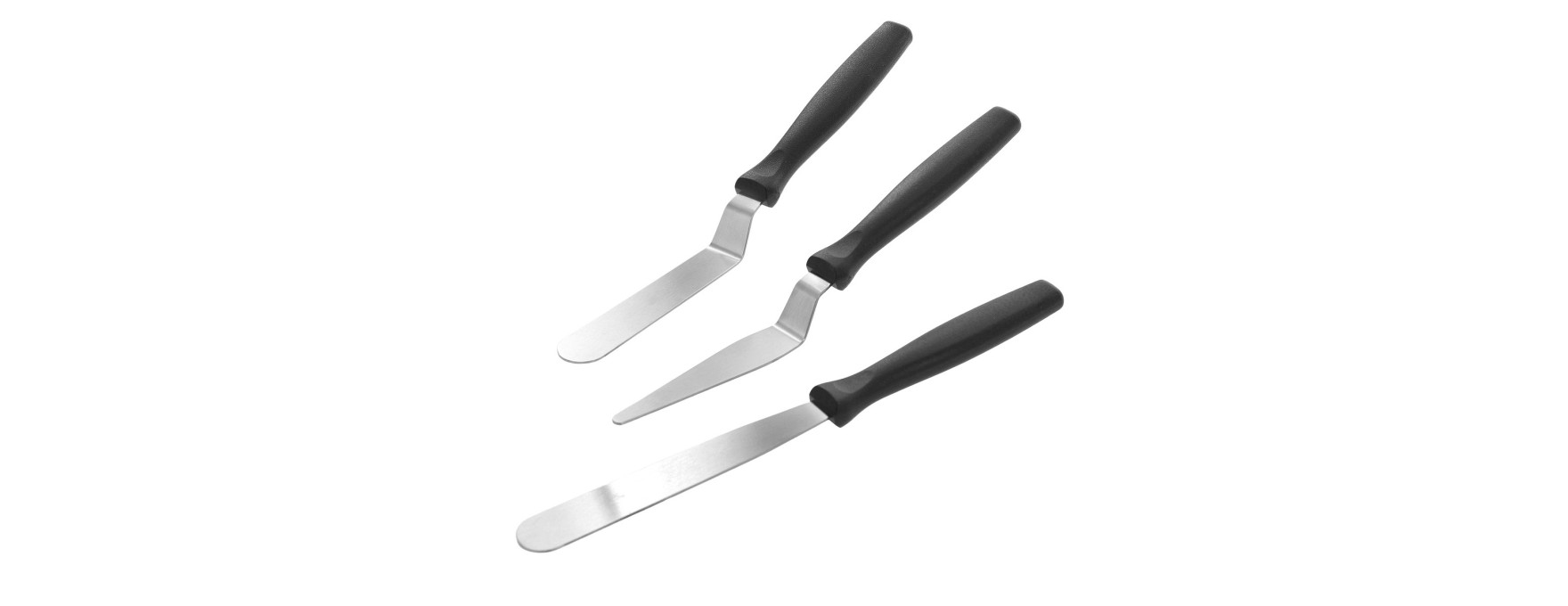 Set de 3 spatules en inox : droite, coudée et biseautée - Al
