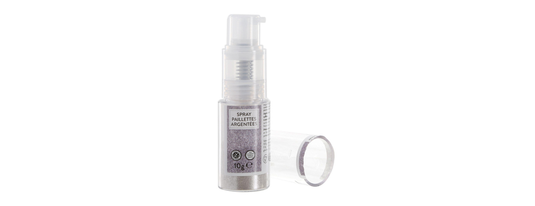 Spray paillettes alimentaires argentées 10 gr