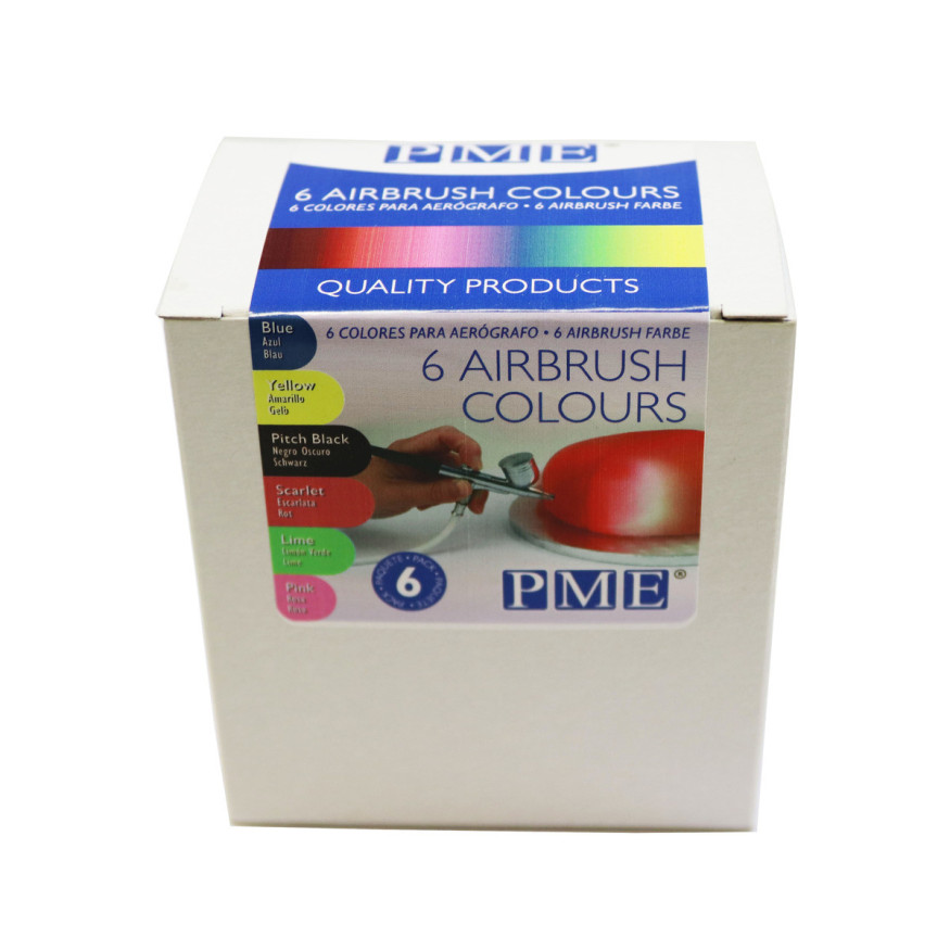 Set de 6 colorants alimentaires liquides pour aérographe : b