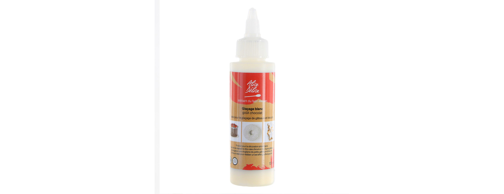 Glaçage drip cake blanc goût chocolat 120 gr : idéal pour le