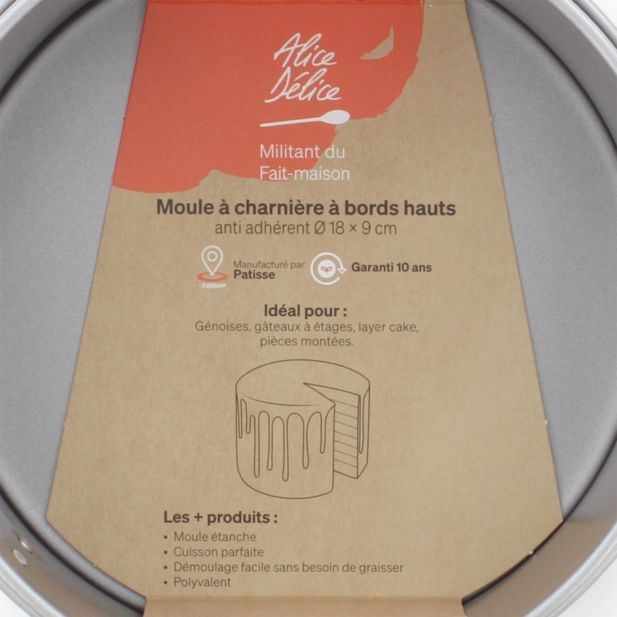 Moule à charnière à bords hauts en métal anti adhérent 18 x 
