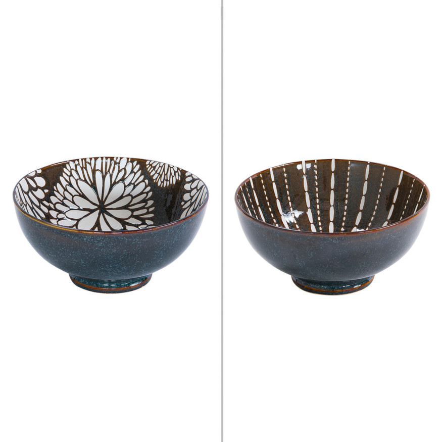 Saladier décors assortis Penja brun 20 cm en porcelaine - Ta