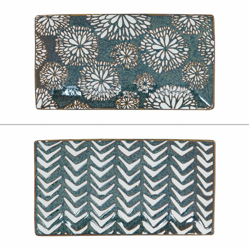 Assiette rectangulaire Penja Brun 2 modéles assortis en porc