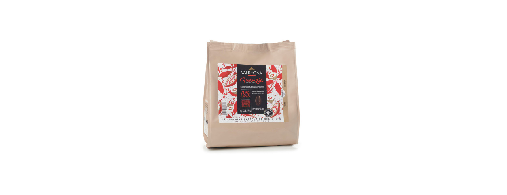 Sac de fèves chocolat noir Guanaja 70% 1 kg - Valrhona