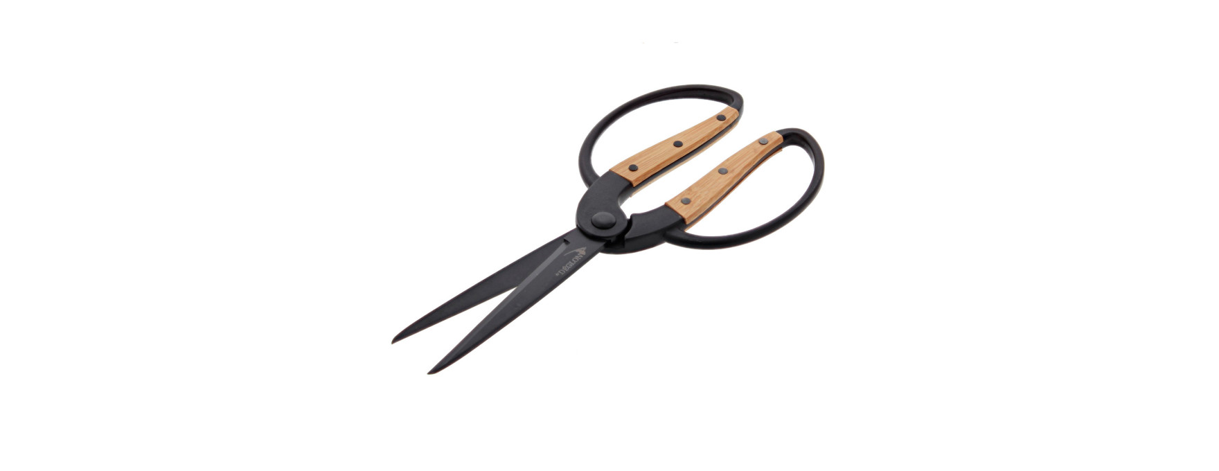 Ciseaux forgés noirs manche bambou 21 cm Déglon