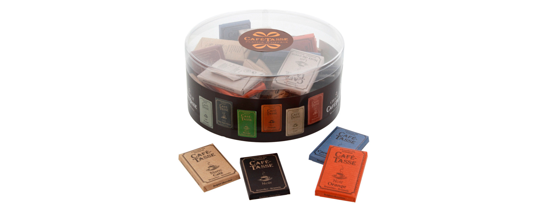 Boîte 40 mini tablettes de chocolat assorties 360 gr - Café 