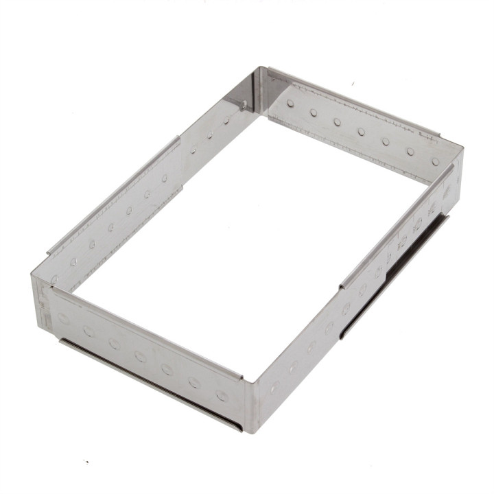 Cadre à pâtisserie extensible en inox de 16 à 28 cm, de 4 à 