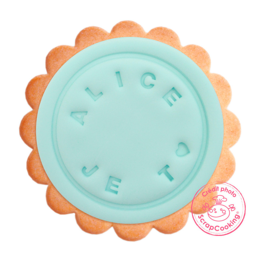 Tampon à message personnalisable pour biscuits ou pâte à suc