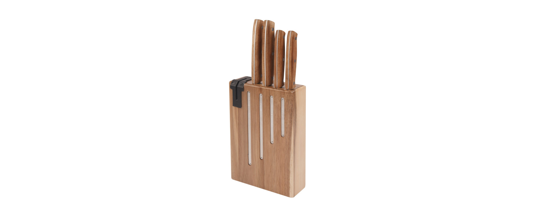 Bloc avec affuteur 4 couteaux manche bois Natural Life - Jea