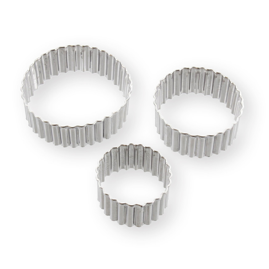 Set de 3 emporte-pièces rond cannelé en inox 4, 5 et 6 cm -